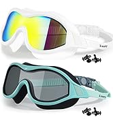 Keary 2 Pack Swim goggles for Adult Youth with Soft Silicone Gasket, Anti-fog UV Protection No Le...