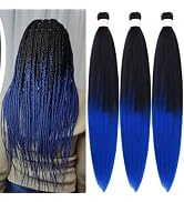 Black Blue Braiding Hair Pre stretched Kanekalon Synthetic Braiding Hair for Braids
