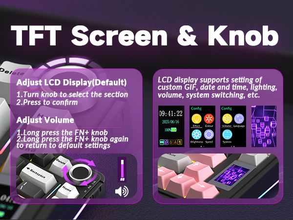 Wireless Mechanical Keyboard with Screen&Knob