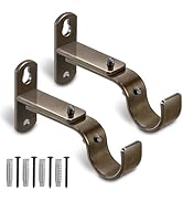 AMZSEVEN Adjustable Curtain Rod Brackets, Metal Window Drapery Rod Hanger Holders Hooks for 1 inc...
