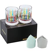 nvseonsi Whiskey Glass Set (2-Piece) with Premium Gift Box - 12 oz Crystal Bourbon Glasses with T...