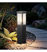 Outdoor Landscape Path Light Stainless Steel Waterproof Bollard Lighting Hardwired E26 Glass Post...