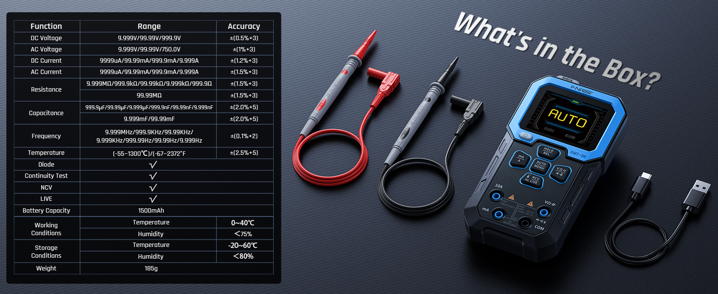 AC/DC Voltage Current Resistance Continuity Capacitance Temperature Tester