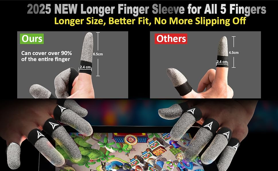 gaming silver fiber finger thumb sleeve