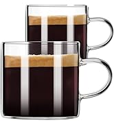 PARACITY Espresso Cups Set of 2, Espresso Shot Glass 4.3 OZ, Glass Expresso Shots Cup Small Coffe...