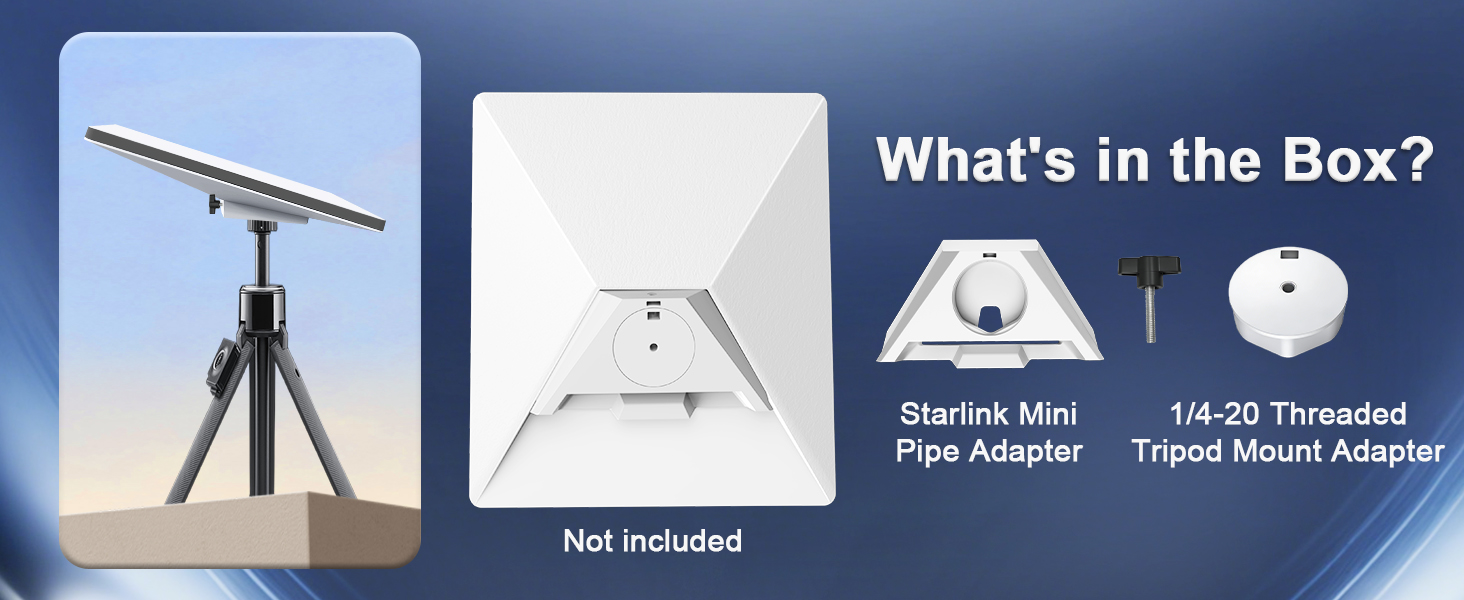 Starlink Mini Pipe Adapter with 1/4 - 20 Threaded Tripod Mount Adapter