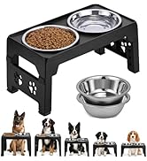 LALOBLUE Elevated Dog Bowls, Raised Bowl with 2 Stainless Steel Food Bowls, Dog Bowls Stand Adjus...