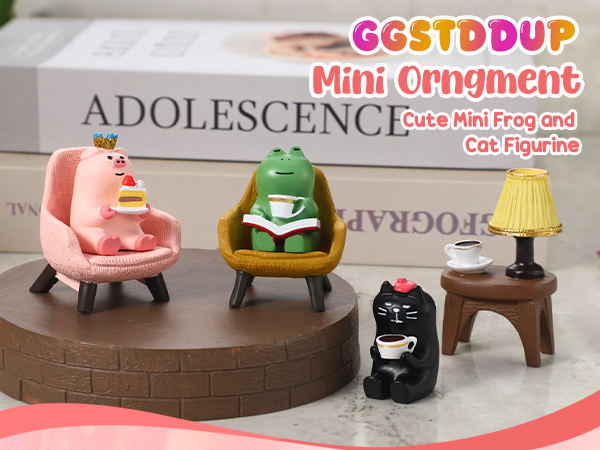 Cute Miniature Pig Cat Frog Figurines