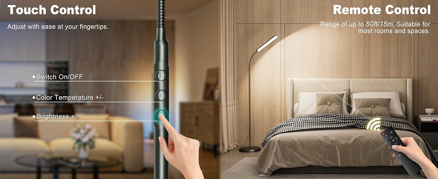 floor lamp with remote and touch button