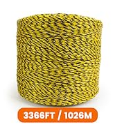 MERIANE Electric Fence Wire 1/8'' 3366 Feet/1026 Meters, Upgraded 6 Stainless Steel Strands Condu...