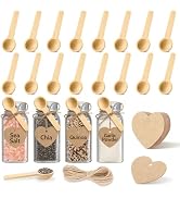 MORGLES 20Pcs Small Wooden Tasting Spoons, 3" for Spice Jars | Heart Tags & Twine, Food-Safe, Hon...