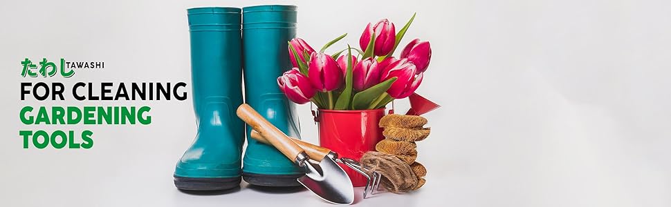 tawashi brush for garden tool cleaning
