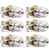 Brotima 6 Pack Privacy Interior Door Knob, Brushed Nickel Door Knobs for Bedroom/Bathroom, Satin ...