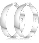 Senteria 10mm Wide Chunky 14K Gold Plated Hoop Earrings for Women Hypoallergenic Thick 925 Sterli...