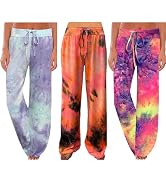 iniber Women's Comfy Pajama Pants Long Casual Drawstring Palazzo Lounge Pants Soft Wide Leg Bottoms