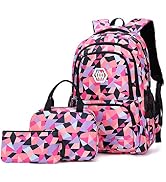 Geometric, Leaf or Galaxy Print Backpack for Girls-Boys Middle-School Elementary Bookbags
