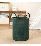 60L Large Woven Laundry Basket Hamper, 100% Natural Cotton Rope, Handwoven & Durable, Storage for...