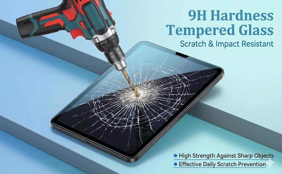 9H hardness reinforced tempered glass screen protector for ipad providing scratch resistance