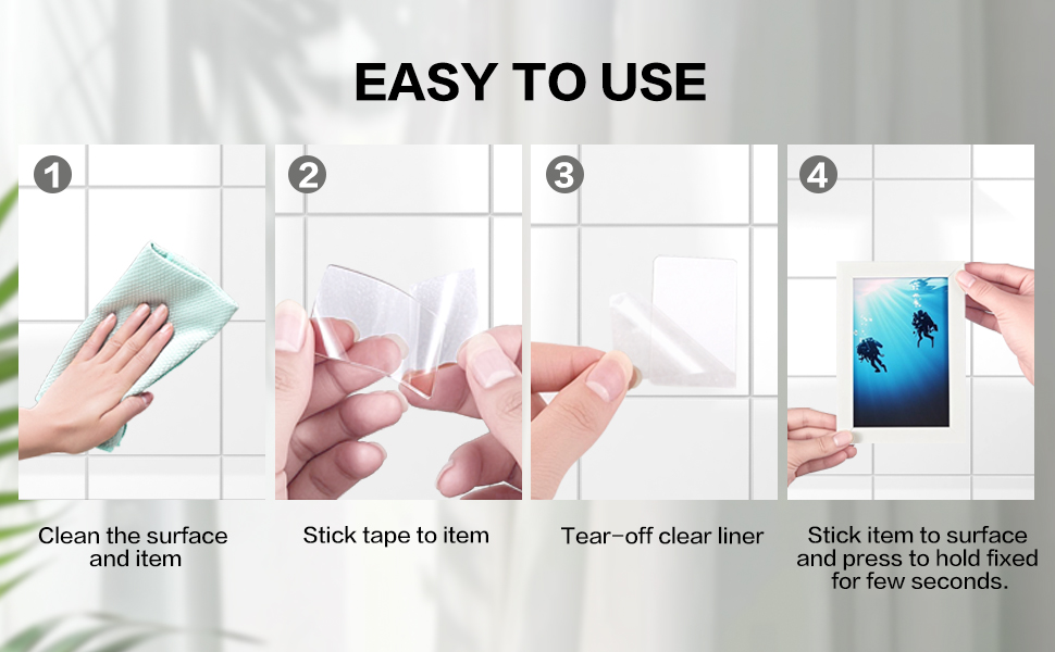 Clear Residue-Free Extra Strong Sticky Pads for Walls,Hanging Pictures,DIY Craft Home Office