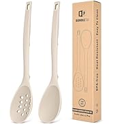 Pack of 2 Silicone Cooking Spoons, Non Stick Solid Kitchen Spoon with Measuring Marks & Back Hook...