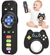 Chuya 2 Pack Baby Rattles Baby Remote Teething Toys for Babies 0-6 6-12 12-18 Months, Silicone Te...
