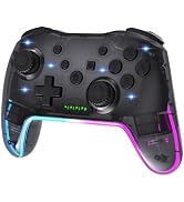 Wireless RGB Gaming Controller Transparent for Nintendo Switch,Lag Free Gamepad 3 Level Turbo,3 S...