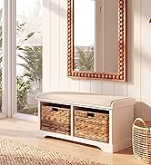 storage bench with wicker basket