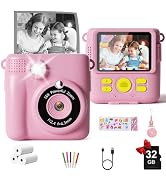 GKTZ Instant Print Camera for Kids - 1080P HD Camera with Selfie, 32GB SD Card - Portable Travel ...