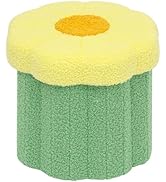 PINPLUS Flower Ottoman Footstool, Foldable Boucle Storage Stool, Cute Daisy Design, Teddy Sherpa ...