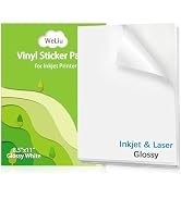 Weliu Printable Vinyl Sticker Paper for Inkjet and Laser Printer - Glossy White Waterproof Decal ...