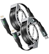 YTLUSN Retractable USB Type C Lightning Cable 4Ft 2Pack, Colide iPhone Charger Fast Charging for ...