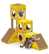 PalNests DIY Cardboard Cat House, Multi-Level Cat Tree Tower with Scratching Posts, Scratching Pa...