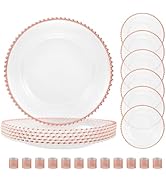 BESTVIP 18PCS Clear Charger Plates Set, 6 Acrylic Plate Chargers Bulk and 12 Napkin Rings, 13-Inc...