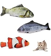 Andiker Cat Interactive Toys with Catnip,3Pcs Cotton Filled Cat Toys for Indoor Cats Fish-Shaped ...