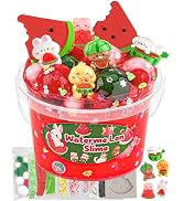 Watermelon Red Slime Kit, Clear Slime Bucket with Clay, 10 Packs of Add-ins, Slimes Party Favors ...