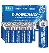 Powermax 24-Count AA Batteries, Ultra Long Lasting Alkaline Battery, 10-Year Shelf Life, Reclosab...