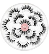 Veleasha Lashes 5D Faux Mink Lashes Fluffy False Eyelashes Handmade Eye Lashes Wispy Lightweight ...