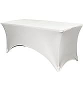 YOUR CHAIR COVERS - 6 ft Rectangular Fitted Spandex Tablecloths Patio Table Cover Stretchable Tab...