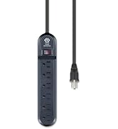 OSKOS 6-Outlet Surge Protector with 3-ft Power Cord, 500 Joules, 15A/1800W, Wall-Mountable, UL Li...