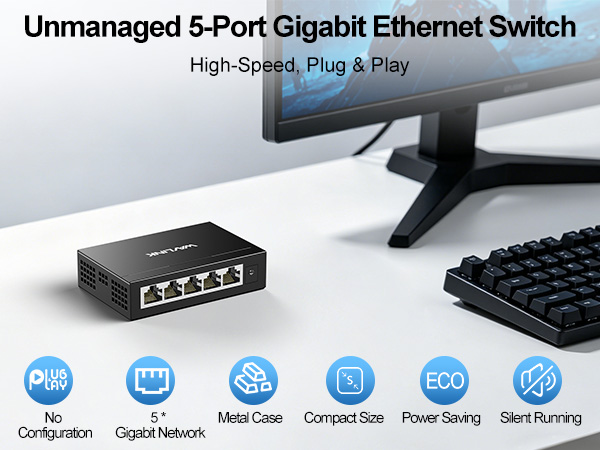 WAVLINK 5-Port Gigabit Ethernet Unmanaged Switch