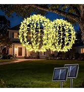 Joomer Solar Hanging Ball Lights Outdoor, 2-Pack 13in & 11in Total 264 LED Solar Globe Lights, 8 ...