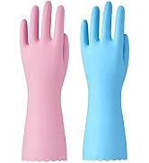 Bamllum Rubber Cleaning Gloves - 2 Pairs Latex Free Kitchen Cleaning Gloves with Cotton Liner- Ho...
