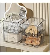 ZHIAI Makeup Organizer Drawers, Stackable Stripes Bathroom Organizers and Storage for Bathroom, V...