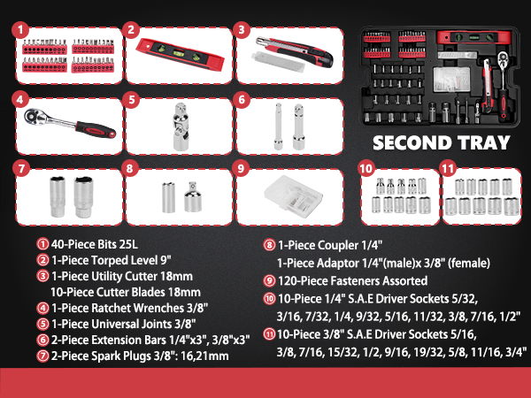KingTool 286 PCS Tool Set - Home Auto Repair Tool Kit with Rolling Tool Box