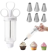 Hendiy Cake Decorating Set, Cupcake Icing Piping Kit, Frosting Piping Injector Kit with 6 Icing N...
