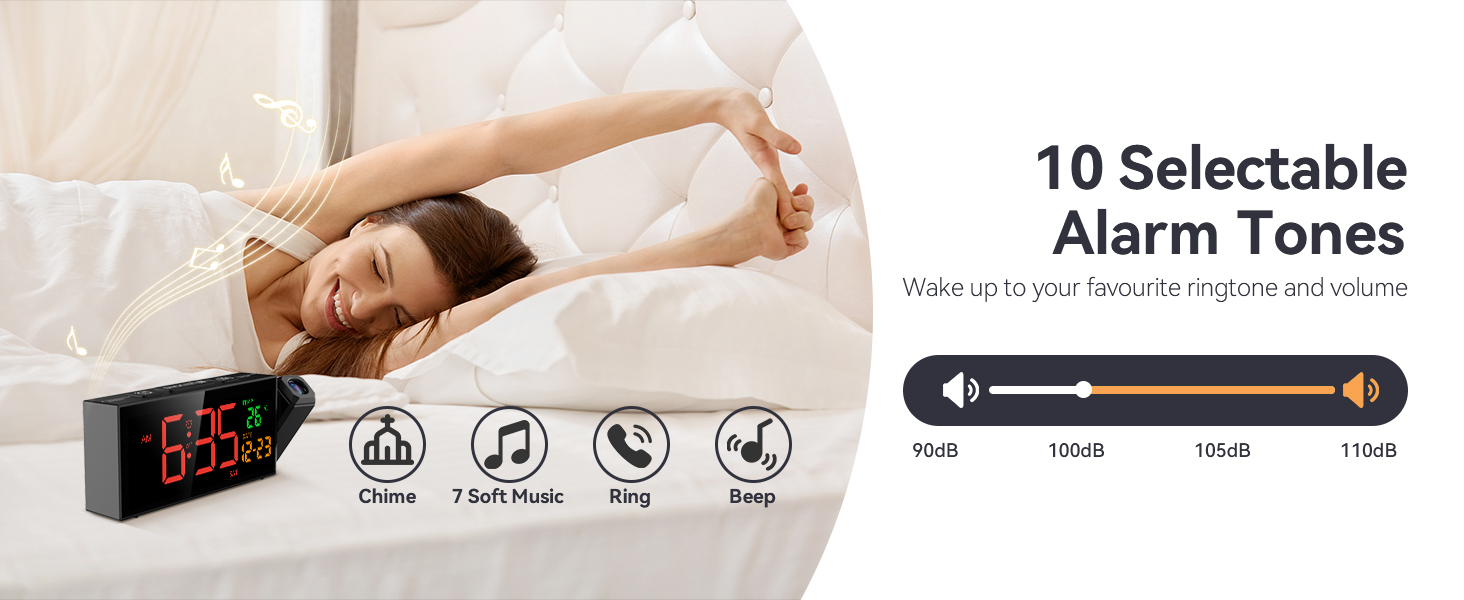 Bedside Clock with 10 Alarm Tones