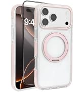 Vearstie for iPhone 17 Pro Max Case: Clear Cover with 360° Rotatable Magnetic Ring Stand & Screen...