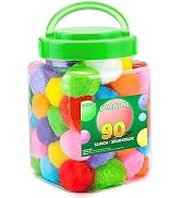 Eppingwin 90PCS Multicolor Pom Poms, 1.5 Inch Soft Pompoms for Crafts, Assorted Colors Big Pom Po...