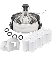 PetSafe Drinkwell Stainless 360 Multi-Pet Fountain, 128oz, 12 Filters Incl. | Customizable 1-5 Wa...