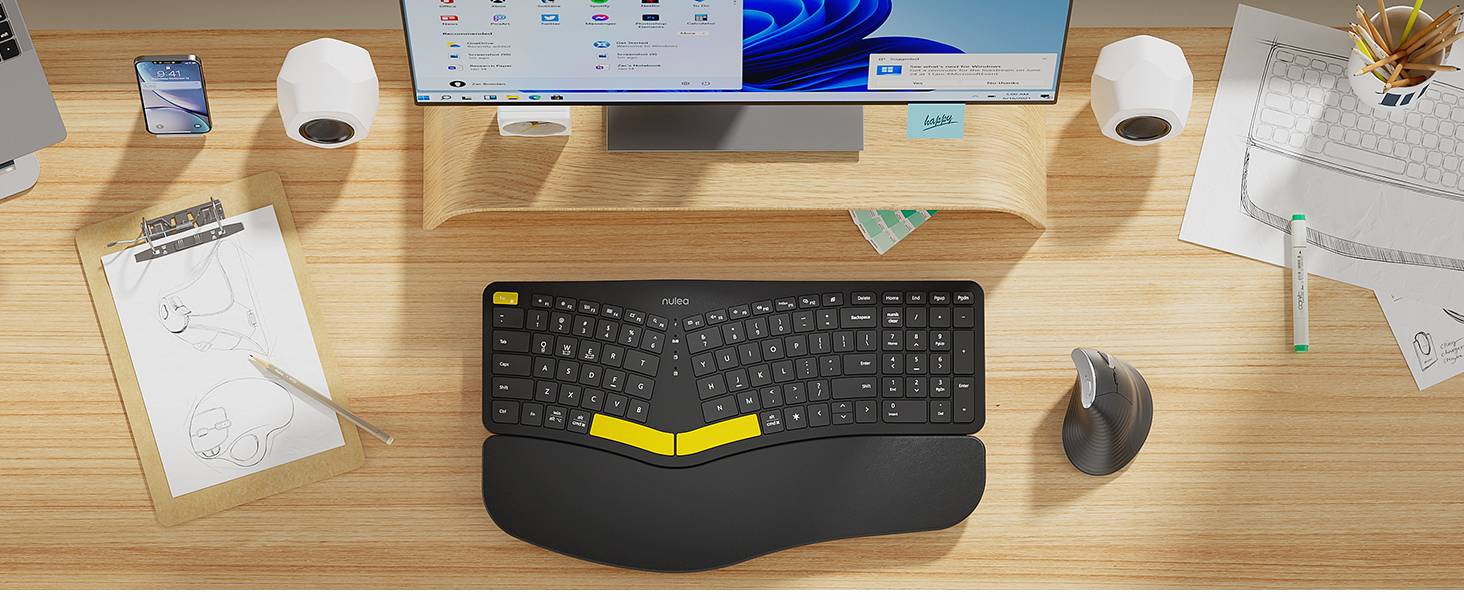 business ergonomic large split wired keyboard in black colorful ergonomic split keyboard compact